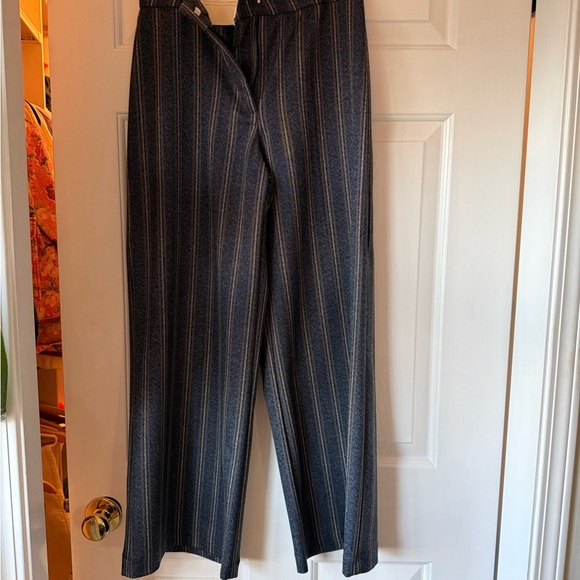 Indi&Cold Wide Leg Pinstripe Trousers - Navy & Grey Size 36/4 - Picture 3 of 9
